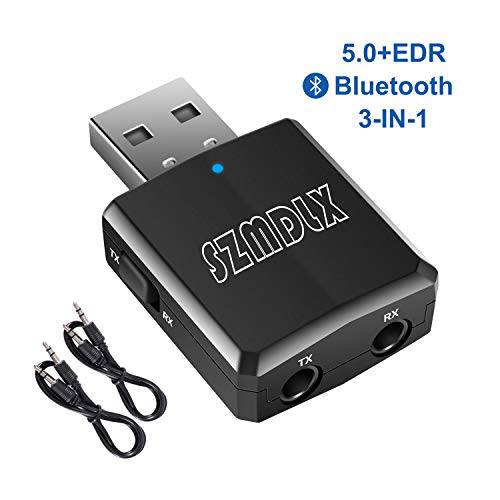 SZMDLX USB 블루투스 5. 0 송신기 블루투스리시버 3-in-1 Magi 하이파이 무선 오디오 어댑터, 블루투스 5. 0 EDR 어댑터 3.5mm AUX 차량용, TV, 헤드폰,헤드셋, PC, 홈 스테레오, USB 파워 서플라이