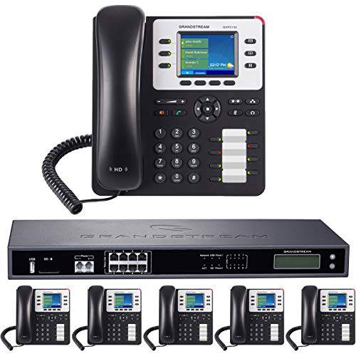 8-Line 비지니스 폰 시스템: 강화 팩 오토 참석자, Voicemail,  셀&  원격 폰 연장, 통화 레코딩& 1 Year 프리 Mission Machines 폰 서비스 (6 폰 번들,묶음)