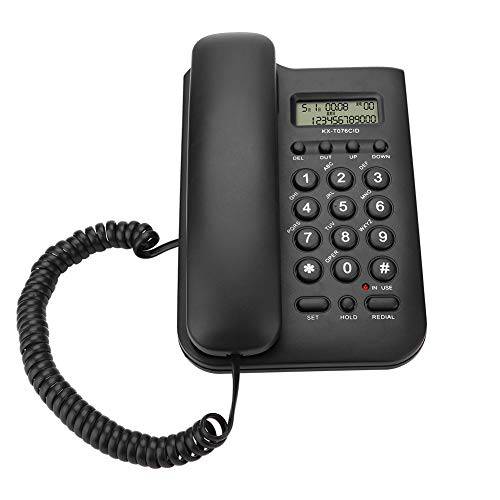 Yoidesu KX-T076 유선 전화 데스크탑 유선전화 전화 가정용 호텔식 (블랙)