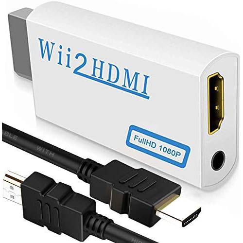 Wii to HDMI 컨버터, 변환기 1080P  고속 Wii HDMI 케이블, Wii HDMI 어댑터 3, 5mm 오디오 잭& HDMI 출력 호환가능한 Wii, Wii U, HDTV, 지원 모든 Wii 디스플레이 모드 720P, NTS