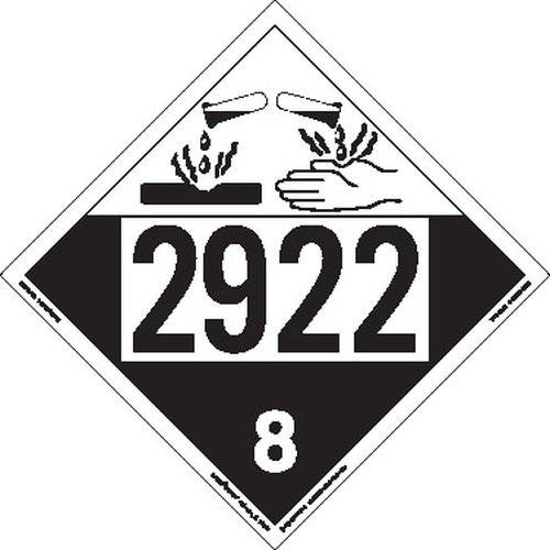 Labelmaster ZT4-2922 UN 2922 Corrosive Hazmat Placard, Tagboard (팩 of 25)