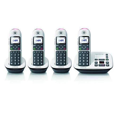 Motorola CD5014 DECT 6.0 무선 폰  자동응답기, 통화 블록 and 볼륨 부스트, 화이트, 4 헤드셋