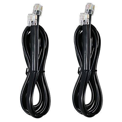 URBEST  전화 Wires, 2 팩 6.6 Feet RJ12 6P6C 데이터 케이블, Male to Male 2 미터/ 78’’ 모듈식 데이터 케이블 (6.6 Feet, 블랙)
