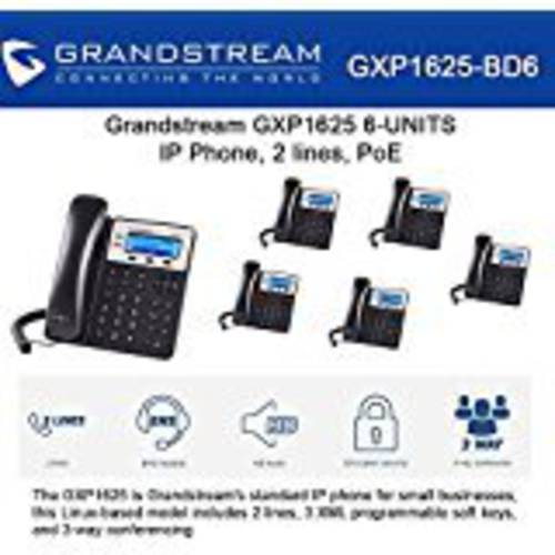 Grandstream GXP1625, 2 SIP acct., SMB IP 폰, Multi-language PoE 번들,묶음 of 6