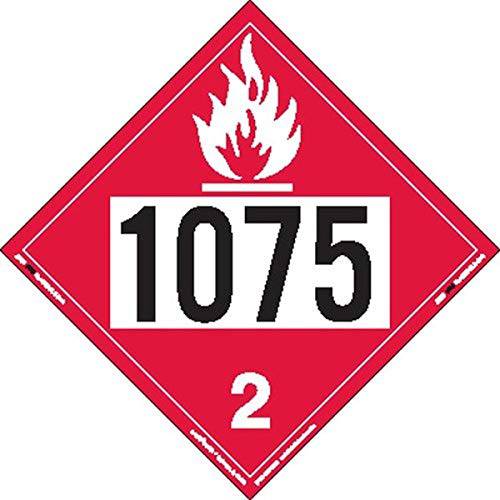 Labelmaster ZRV81075 UN 1075 Flammable 가스 Hazmat 플랜카드, 단단한 비닐 (팩 of 25)