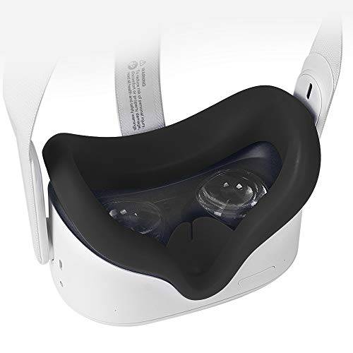 pordsioc  실리콘 VR 페이스 커버 오큘러스 퀘스트 2 페이스 패드&  페이스 쿠션 호환가능한 오큘러스 퀘스트 2 VR 헤드폰,헤드셋 악세사리 (블랙)