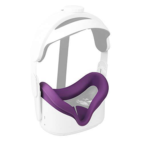 Eyglo VR 페이스 실리콘 커버 마스크 오큘러스 퀘스트 2 헤드폰,헤드셋 페이스 패드 쿠션 땀방지 Anti-Fog 오큘러스 퀘스트 2 악세사리 (퍼플)