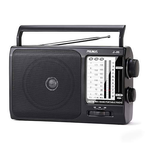 PRUNUS J-05 휴대용 라디오 AM FM WB 트랜지스터 라디오 배터리 작동 by 3X 셀 배터리 or AC 파워  가정용&  아웃도어