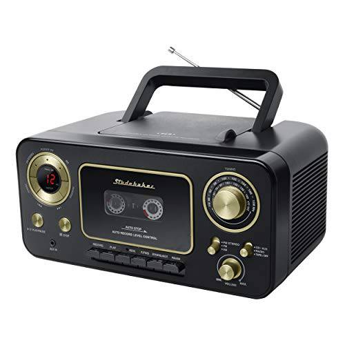 Studebaker SB2135BG 휴대용 스테레오 CD 플레이어 AM/ FM 라디오 and 카세트 플레이어/ 레코더 in 블랙 and 골드