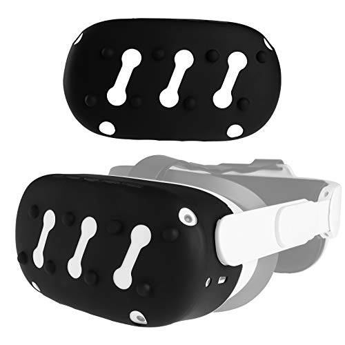 (1 팩) Orzero  실리콘 보호 헤드폰, 헤드셋 커버 호환가능한 오큘러스 퀘스트 2 전면 페이스, VR 게이밍 헤드폰, 헤드셋 케이스 Shock-Resistant VR 헤드폰, 헤드셋 - 블랙