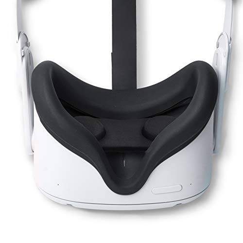 VR 페이스 커버 and 렌즈 커버 오큘러스 퀘스트 2, 땀방지 실리콘 페이스 패드 마스크&  페이스 쿠션 오큘러스 퀘스트 2 VR 헤드폰,헤드셋 (블랙)