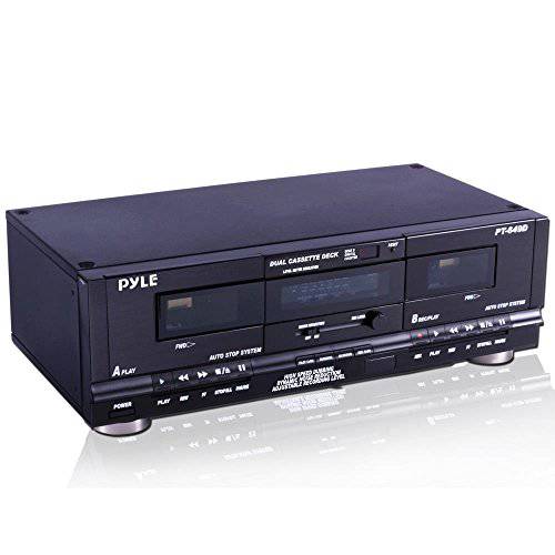 Pyle  홈 디지털 튜너 듀얼 카세트 덱 | 미디어 플레이어 | 음악 레코딩 디바이스 RCA 케이블 | 전환가능 랙 마운팅 하드웨어 | CrO2 테이프 셀렉터 | 포함 3 숫자 테이프 카운터 - 110V/ 220V