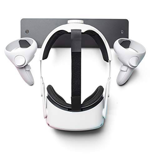 VR 헤드셋 벽면 마운트 스토리지 스탠드 후크 오큘러스 퀘스트 2, 퀘스트, Rift-S, HP 리버브 G2, HTC Vive, Vive 프로, 코스모스, Elite, 밸브 인덱스, 플레이스테이션 VR (블랙)