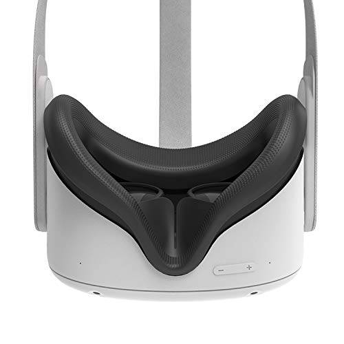 AMVR VR 실리콘 페이스 커버 오큘러스 퀘스트 2 헤드셋, 땀방지 방수 Anti-Dirty 교체용 얼굴,페이셜 쿠션 오큘러스 패드 악세사리 (블랙, 1pcs)