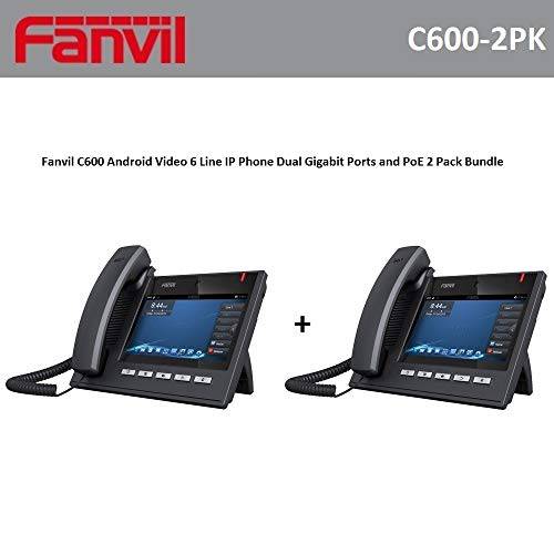 Fanvil IP 폰 C600 안드로이드 비디오 6 S IP 라인 터치스크린, 듀얼 기가비트 포트, and PoE (2-Pack)