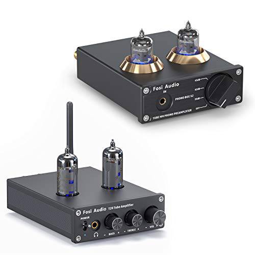Fosi Audio T20 블루투스 튜브 앰프 스테레오 리시버 2 채널 Class D 헤드폰 앰프 and 박스 X2 Phono 프리앰프