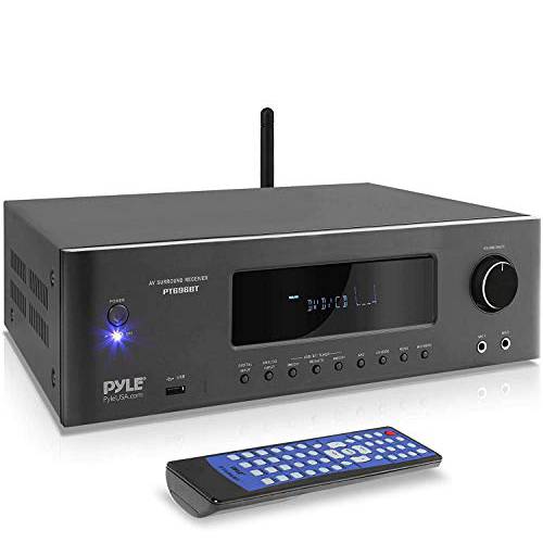 1000W 블루투스 홈시이터 리시버 - 5.2-Ch 써라운드 사운드 스테레오 앰프 시스템 4K 울트라 HD, 3D 비디오& Blu-Ray 비디오 Pass-Through 지원, MP3/ USB/ AM/ FM 라디오 - Pyle PT696BT