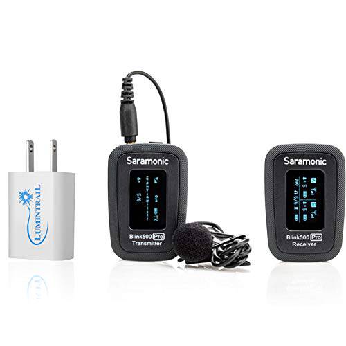 Saramonic Blink 500 프로 B1 Advanced 2.4 GHz 무선 Clip-On 마이크,마이크로폰 시스템 라발리에, 호환가능한 캐논, 소니, 니콘, 휴대용 디바이스 and More, a Lumintrail USB 벽면 충전기