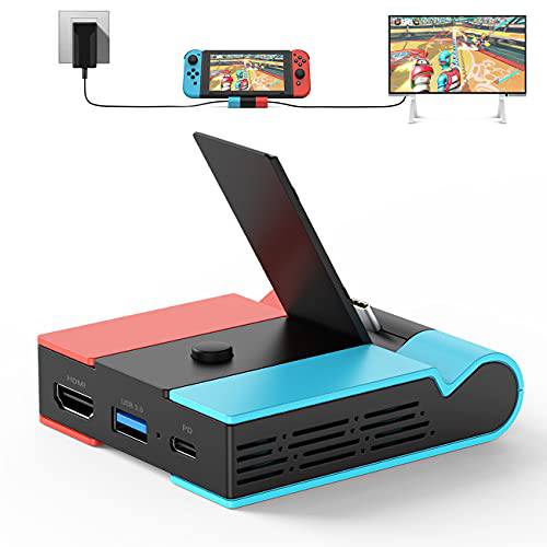 [2021 업그레이드된 버전] 충전 도크  닌텐도스위치, Knofarm 폴더블 TV 도크 충전 스테이션 4K HDMI 어댑터 and USB 3.0 포트, 지원 45W 고속충전, 휴대용 스위치 도크 스테이션