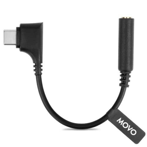 Movo UCMA-3 USB C to 3.5mm 오디오 어댑터  마이크 - 4-Pole Aux to USB 타입 C 픽셀 and 갤럭시 스마트폰 - Female 3.5mm to USB-C Male 직각 헤드 - Type-C USB to 3.5mm 잭 오디오 어댑터