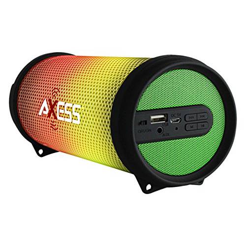 AXESS SPBL1043 미니 휴대용 블루투스 Hi-Fi 블루투스 스피커 댄스 LED 라이트, 그린