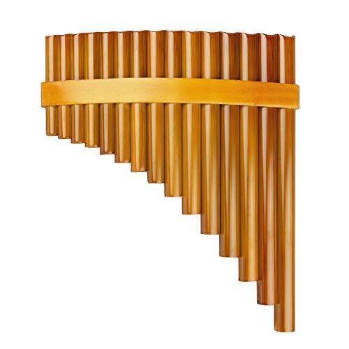 15 파이프 브라운 팬 플루트 G 키 중국 전통 뮤지컬 악기 팬 파이프 목관악기 악기 (Left-Hand)