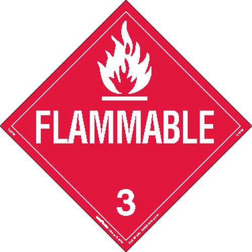 Labelmaster Z-RVW2 Flammable 리퀴드 Hazmat 플랜카드, Worded, 단단한 비닐 (팩 of 25)