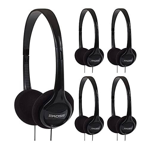 코스 KPH7 경량 휴대용 On-Ear 헤드폰,헤드셋 번들,묶음 (블랙, 5-Pack)