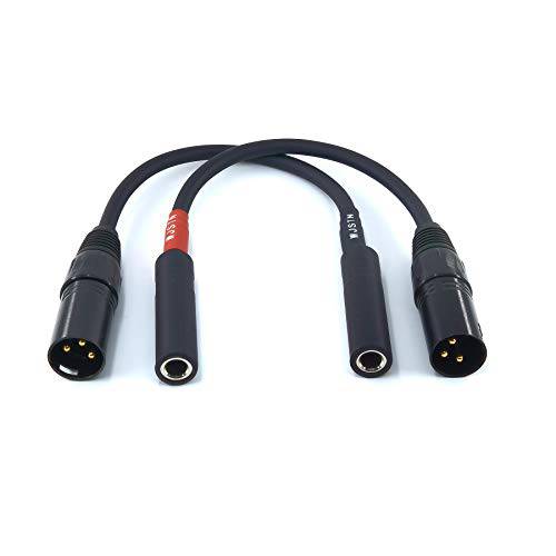 WJSTN 스테레오 6.35 mm 1/ 4 Male to XLR 3-pin Female 어댑터 케이블, Quarter-inch TS/ TRS to XLR 3-pin 듀얼 채널 연결 Cable（6in）2 팩