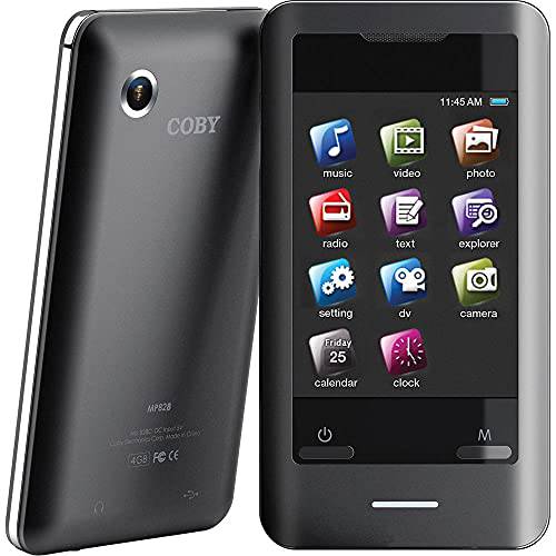 Coby 8GB MP3 플레이어 포토 and 비디오 카메라, 2.8 터치스크린 스피커, 하이파이 사운드 Mp3 음악 플레이어 FM 라디오, 지원 miniSD 카드