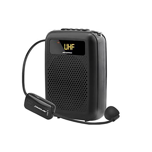 음성 앰프 UHF 무선 마이크,마이크로폰 헤드셋 고음량스피커 블루투스 5.0 무선 앰프 휴대용 미니 음성 앰프 12W 2400mAh 적용가능한 교실, 미팅, 아웃도어 활동, 여행용