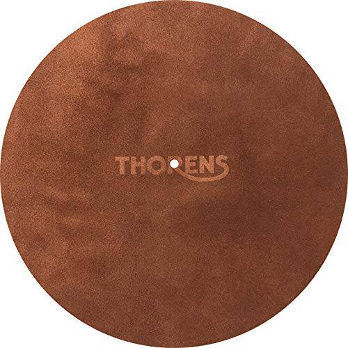 Thorens High-Grade 가죽 턴테이블 플래터 매트: damps Resonance (브라운)