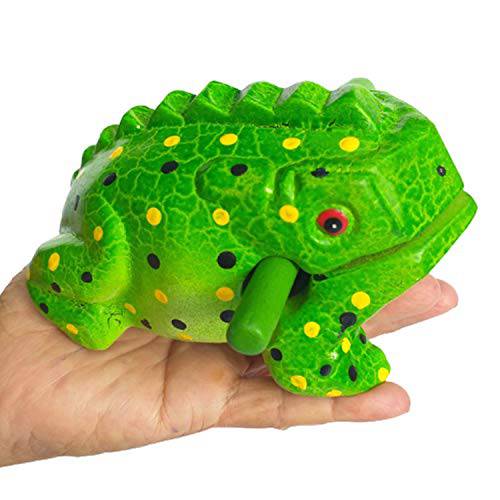 Cozinest 미디엄 6 우드 Frog Guiro Rasp 퍼커션 뮤지컬 악기 톤 블록 나무 Handcraft 퍼커션 악기 Products From 태국 Lucky Frog 가정용 오피스 장식 (그린)