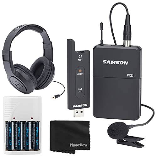 Samson Stage XPD2 USB 디지털 무선 라발리에 시스템 (SWXPD2BLM8)+  헤드폰, 헤드셋+  배터리&  충전기+  천