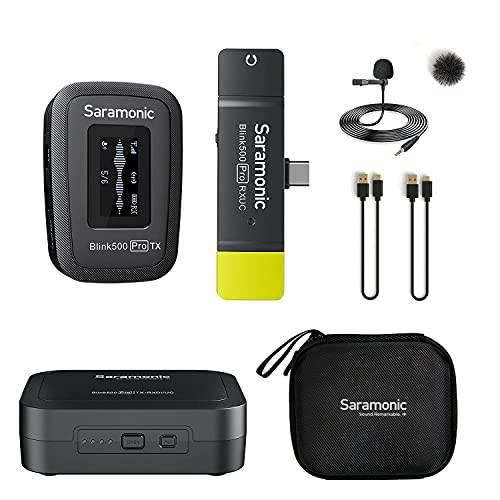 Saramonic Advanced 2.4GHz 무선 Clip-On 마이크,마이크로폰 시스템  라발리에& Dual-Channel USB-C 리시버 안드로이드 스마트폰 or 태블릿,  컴퓨터&  아이패드 프로 or 에어 (BLINK500PROB5)