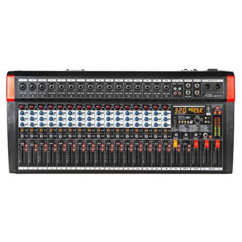 Audio2000’S AMX7375 16-Channel 오디오 믹서,휘핑기 320 DSP 사운드 효과, 스테레오 Sub Out Sub-Out Level-Control 페이더, Level-Control Faders on 모든 채널, and USB/ 컴퓨터 인터페이스