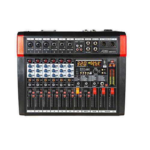 Audio2000’S AMX7372 Six-Channel 오디오 믹서,휘핑기 320 DSP 사운드 효과, 스테레오 Sub Out Sub-Out Level-Control 페이더, Level-Control Faders on 모든 채널, and USB/ 컴퓨터 인터페이스