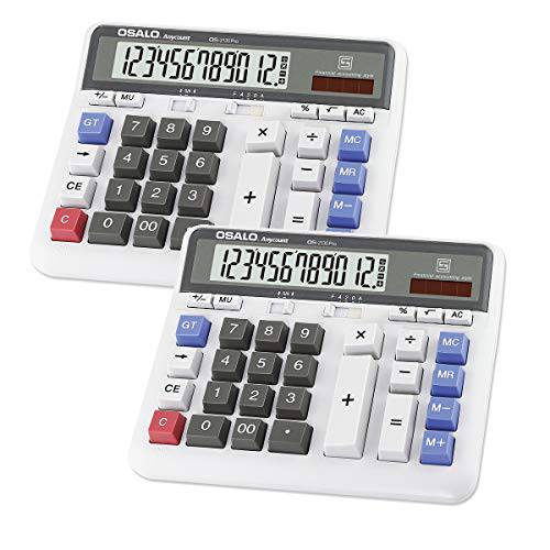 데스크탑 계산기, 엑스트라 라지 LCD 디스플레이 컴퓨터 버튼 12 숫자 Accounting 계산기 (OS-2135 Pro-2Pcs)