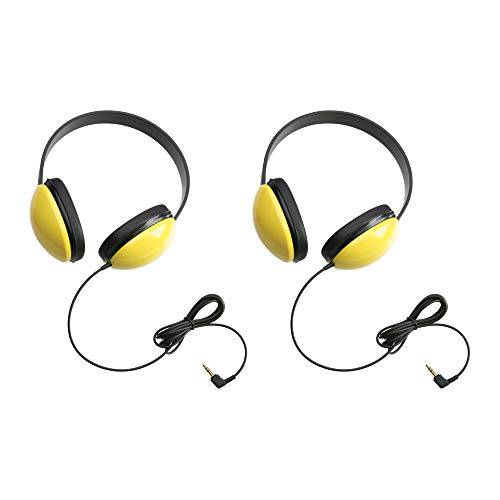 Califone 2800-YL 청취 First 스테레오 헤드폰,헤드셋 (2-Pack), Yellow, 조절가능 헤드밴드 편안 Extended 웨어, Specifically 사이즈 Young 학생