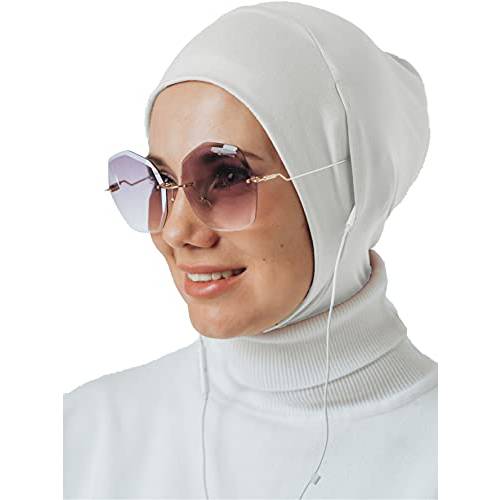 인스턴트 Hijab 헤드폰,헤드셋 and 글라스, 스포츠 헤드 스카프,  즉석, 바로 마실 수 있게 포장된 웨어 이슬람교도 악세사리 여성용 (White1)