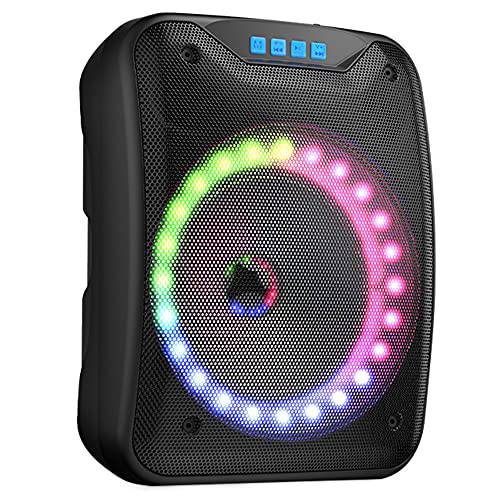 Shinco 휴대용 블루투스 스피커 Colorful LED 라이트, 리치 베이스, MP3 플레이어, TF 카드, USB 입력, AUX Line-in, 66 ft 무선 레인지