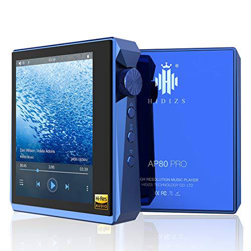 HIDIZS AP80 프로 Hi-Fi MP3 플레이어 블루투스, 하이 해상도 무손실 음악 플레이어 LDAC/ aptX/ FLAC/ Hi-Res 오디오/ FM 라디오, DSD 지원 Hi-Res 오디오 플레이어 풀 터치 스크린 (블루)