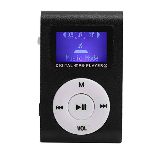 Faceuer MP3 플레이어, 휴대용 미니 음악 플레이어 Back?Clip LCD 스크린 MP3 음악 플레이어 산책 런닝,  Earphone(Black)