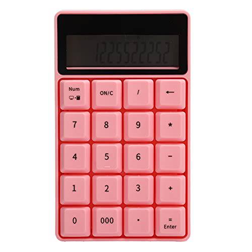 숫자 키보드, 2.4G 무선 디지털 키보드 계산기 디스플레이 스크린 가정용 오피스 비지니스, 플러그 플레이 20 버튼 계산기 Built-in 배수 Design(Pink)