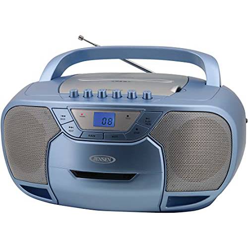 젠슨 CD-590-BL 휴대용 블루투스 스테레오 MP3 CD 카세트 플레이어/ 레코더 AM/ FM 라디오