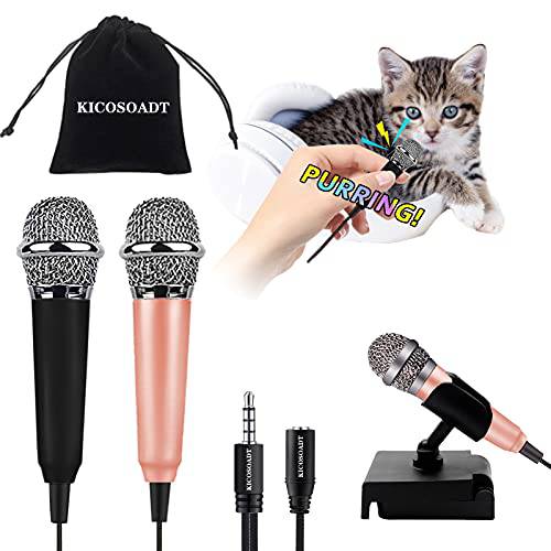 미니 Microphone(2PCS), 작은 마이크,마이크로폰, 노래방 마이크,마이크로폰/ 애완동물 스니핑 마이크,마이크로폰 마이크 스탠드 Man/ 애완동물 음성 레코딩 Shouting and 노래 (블랙& Gold-02)