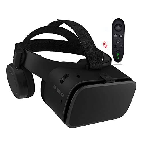 Thafikzi VR 헤드셋 VR 헤드셋  리모컨 휴대폰 기어 VR 아이폰/ 안드로이드 휴대폰 블루투스 VR 글라스 애플 휴대폰 3D 글라스  영화&  게임 (블랙)
