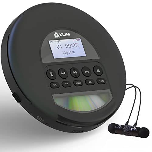 KLIM Nomad - 휴대용 CD 플레이어 워크맨 Long-Lasting 배터리 - 포함 헤드폰, 헤드셋 - 라디오 FM - 호환가능한 MP3 CD 플레이어 휴대용 - TF 카드,  라디오 FM/ AM,  블루투스 - Ideal  자동차 - New 2022
