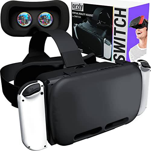 Orzly VR 헤드셋 Designed  닌텐도스위치&  스위치 OLED 콘솔 조절가능 렌즈 a VR 게이밍 Experience and Labo VR - 블랙 - 선물 상자 에디션