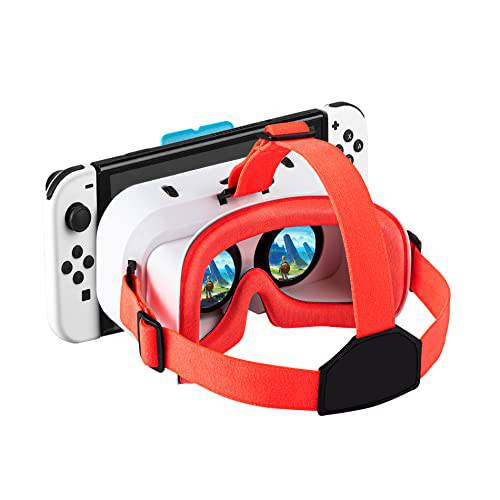 DEVASO VR 헤드셋  닌텐도스위치 OLED 모델/ 닌텐도스위치 3D VR ( VR) 글라스, 스위치 VR Labo 고글 헤드셋  닌텐도스위치 (레드& 화이트)